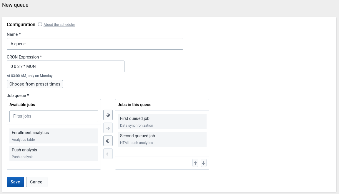 Creating a new scheduler queue