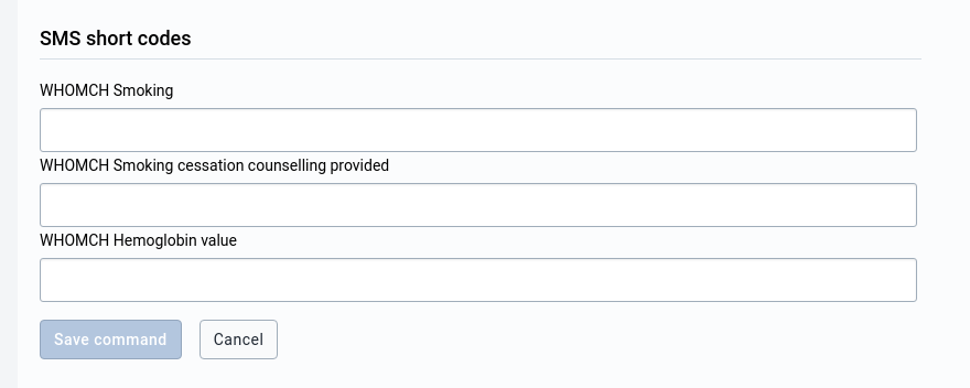SMS Commands - Event registration parser short codes
