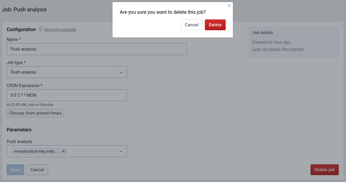 Deleting a scheduler job